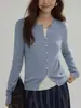 Joli Chose Suéter de Punto con Diseño Falso de Dos Piezas para Mujer Otoño Adelgazante Aspecto Nicho Top
