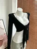 Estilo Coreano Estilo Puro Desejo Camisola Colete Cardigã de Manga Longa Feminino Conjunto de Duas Peças Outono Inverno Nova Moda Sensação de Alto Padrão Top Emagrecedor
