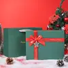 Caixa de Presente de Natal Grande Vermelha com Laço Verde, Caixa para Embalagem de Presente de Aniversário, Caixa Vazia para Lembrancinhas Atacado