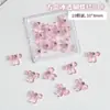 Decoraciones de Uñas con Forma de Lazo de Resina con Pedrería, Nuevos Accesorios Transparentes de Uñas con Forma de Lazo de Moda con Pedrería