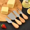 Set de 4 Cuchillos para Queso de Acero Inoxidable Transfronterizo Caja de Regalo Tabla de Cortar de Bambú Tabla para Queso Tabla de Cortar Juego de Caja de Regalo de Producto de Bambú