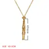 Joyería de Acero Inoxidable Sentido Avanzado Nicho Bolsillo de Malla de Cristal Natural Collar de Bambú Cadena Ajustable Tejida Bolsillo de Malla