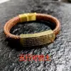 Pulsera de la Fortuna de Cinco Vías de Acero de Titanio con Cuero, Oro, Madera, Agua, Fuego, Tierra Pulsera de los Cinco Elementos, Cuerda para el Cabello, Cierre Magnético, Escritura Tibetana para Atraer Riqueza