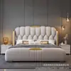 Cama estofada de luxo leve com cabeceira capitonê, cama de casal italiana grande, cama de hotel B&B, tecido técnico, cama macia, quarto principal, cama de casamento