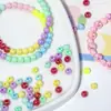 Cor Sólida Galvanizado Cor AB Acrílico Furo Reto Contas Redondas Contas Soltas DIY Acessórios para Joias Pulseira Corrente de Celular Materiais para Miçangas