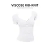 Camiseta Estilosa e Atraente com Decote V e Manga Curta para Mulheres, Nova Blusa de Verão Slim-Fit para Figuras Baixas