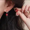 Brincos do Ano do Cavalo Vermelho do Zodíaco para Mulheres 2026 Novo Estilo Quente Brincos de Luxo Leve Acessórios de Orelha Outono e Inverno Natal