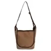 Bolsa Transversal Feminina Pequena de Pelúcia Cor Khaki Versátil Cor Lisa Suede Coreano Costurado Caxemira Outono Inverno Personalizada de Fábrica