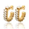 Pendientes en forma de U de estilo europeo y americano, joyería de moda, personalidad, temperamento, combinables, viento frío, diamantes completos, galvanoplastia, pendientes sencillos sin color.