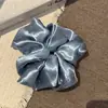 Scrunchie de Cetim Perolado Coreano com Strass, Suave e Elegante para Rabo de Cavalo e Coque, Acessório de Cabelo