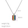 Collar Colgante Cuadrado Arcoíris de Acero Inoxidable de Venta Caliente Transfronteriza para Hombres y Mujeres, Diseño Sencillo de Nicho, Joyería que no se decolora