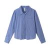 Roupas Masculinas North Boundary Marca Americana Moderna Outono 2025 Nova Camisa Azul Listrada Camisa Solta de Manga Comprida Masculina e Feminina