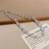 Collar de Cuentas de Colores Dopamina para Mujer, Cadena para Clavícula Dulce y Elegante Estilo Ins, Accesorio de Regalo Versátil para Mejores Amigas