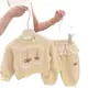 Conjunto de Inverno para Bebê Menina 2026 Mais Veludo Espessado Doce Menininha Conjunto com Capuz de Renda Calça de Moletom