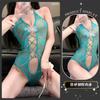 Jinxiu Lingerie Sexy Novo Estilo 2025 Decote Halter Peça Única Sem Tirar Renda Transparente Cintura Corte Justo Qqny Tentação