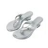 Primer Encuentro Temporada Roja Chanclas estilo francés zapatillas de suela blanda para mujer con hebilla, punta redonda, versátiles para usar al aire libre, sandalias de cuña espiga