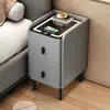 Mesa de cabeceira inteligente ultra-estreita, madeira maciça, multifuncional, pequena, simples, moderna, armário de cabeceira multifuncional com carregamento sem fio