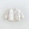 Chaqueta acolchada de algodón para niñas con diseño de conejo, un abrigo de invierno lindo y grueso para bebés, una prenda exterior de color liso con lunares para niños, zdw6502