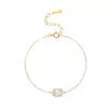 Pulsera de Plata de Ley S925 con Circonita Cuadrada Brillante para Mujer, Lujo Ligero, Sencilla, Moderna, de Gama Alta, Exquisita, Versátil, Joyería de Mano con Cadena Fina