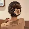 Pinza para el pelo de flor de punto de felpa de alta gama para otoño e invierno, pasador no irritante para la parte trasera de la cabeza, pinza de garra