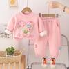 Conjunto de Sudadera con Forro Polar de Corazón y Flor para Niñas, Moda Elegante Otoño e Invierno 2025 para Bebés, Conjunto de Dos Piezas