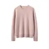 Suéter de Cachemira para Mujer 100% Cachemira Pura Nuevo de Cuello Redondo Jersey de Color Puro Holgado de Manga Larga Tejido Cálido Suéter Base