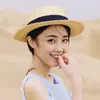 Sombrero de paja de moda para mujer, verano, paja fina, hierba, sombrero de copa plana, sombrero para el sol, sombrero para el sol, sombrero para el sol, sombrero para pareja, sombrero para adulto