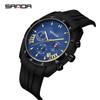 Relógio de Negócios Sanda Pequeno Três Ponteiros Moda Masculino Quartzo Silicone À Prova d'Água Cronógrafo Luminoso Pulseira de Aço Relógio Masculino