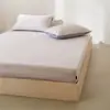 Protector de Colchón de Algodón Cepillado Grueso Estilo Minimalista Apto para la Piel Juego de Tres Piezas Algodón Puro Bloqueo de Color Estilo Protector de Colchón Súper Suave Ropa de Cama
