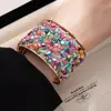 Pulseira de Praia Estilo Étnico Boêmio Europeu e Americano Mais Vendida Cruzada Strass Pedra Natural Aberta Pulseira para Boate Atacado
