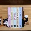 Atril para libros con forma de gato, creativo, de metal, para cortar libros, venta al por mayor, sujetalibros, soporte para libros, almacenamiento de escritorio, papelería