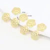 Cobre Puro Chapado en Oro 18K Color Duradero Tapa de Flor Pétalo Hueco Pulsera DIY Cuentas de Hilo Tapa de Cuenta Joyería C02