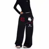 Calça Jogger Elástica Estampada Unissex Solta Casual Larga Versátil Calça Esportiva Calça Larga Calça Solta
