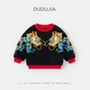 Sudadera de Punto Roja para Niñas con Saludos de Año Nuevo Ropa de Año Nuevo para Bebés Invierno Tops Festivos Ropa de Invierno para Niños Ropa para Niños