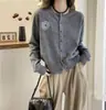 Conjunto casual de principios de otoño: Chaqueta cárdigan suéter azul marino para mujer, estilo primavera y otoño, adecuada para figuras petite, top de punto