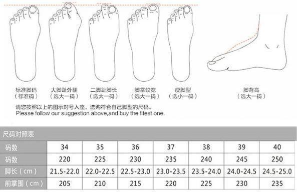 34-40尺码图