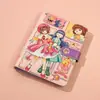 Caderno A5 de folhas soltas, fofo e estiloso, estilo ins, fecho magnético, couro PU macio, caderno de folhas soltas de desenho animado, atacado