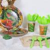 Conjunto para Festa de Aniversário Infantil com Tema de Dinossauros Copo de Papel Descartável Prato de Papel Faca Garfo Colher Louça para Bolo