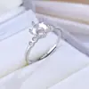 Anel Vazio para Montagem DIY Feito à Mão Estilo Celebridade da Internet Transmissão ao Vivo Anel com Diamante Inlaid Prata Sterling S925 Completa Seis Garras Diamante Redondo 7mm