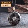 Collar con Colgante de Hebilla de la Paz de Obsidiana Hielo Signo del Zodíaco para Hombre Collar para Mujer Año del Zodíaco Tigre Colgante Patronus