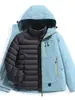Chamarra de plumón Kongshan Yuyu Tres en Uno para Mujer Otoño e Invierno Exterior Cortavientos e Impermeable Chaqueta de Montañismo Chaqueta Gruesa de Terciopelo para Hombre