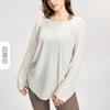 Blusa de Yoga Plus Size Feminina Solta Fashionável Roupa Top para Meninas Plus Size Fenda nas Costas Ligeiramente Blusa Esportiva para Meninas Plus Size