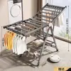 Tendedero de Ropa Metálico, Estante de Pie, Tendedero Interior Multifuncional, Tendedero para Ropa de Bebé en Balcón, Tendedero Plegable de Acero al Carbono para Colchas