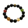 Pulsera de Cristal Negro de Cinco Vías Dios de la Riqueza, Pulsera de Ágata y Perlas de Vidrio para Hombres y Mujeres, Artículo Popular al por Mayor para Vendedores Ambulantes