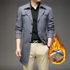 Casaco Trench Coat Masculino Outono/Inverno Plus Size M-8XL Transfronteiriço, Comprimento Médio, Gola de Terno, Estilo Britânico, Acolchoado e Espessado