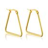 Pendientes de aro geométricos simples personalizados Pendientes de aro grandes trapezoidales de cuatro lados nuevos transfronterizos europeos y americanos Pendientes cuadrados de acero de titanio