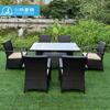 Combinación de Mesa y Sillas de Ratán para Balcón en Azotea al Aire Libre, Jardín, Patio, Tejido a Mano, Impermeable, Protección Solar, Mesa de Centro y Sillas