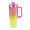 Primeira Geração Tinta Arco-Íris 40oz Alça Copo de Carro Aço Inoxidável de Alto Valor Copo Térmico Copo com Canudo Outdoor Portátil Proteção