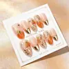Comercio Exterior Otoño Venta Caliente Exquisito Estampado en Caliente Calabaza Almendra Uñas Portátiles Puntas de Uña Francesa Avanzada En Stock Al Por Mayor