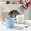 Caneca Cerâmica Listrada Verticalmente, Copo de Grande Capacidade, Copo Simples para Beber, Copo de Casal, Copo de Água Doméstico, Copo de Porcelana, Xícara de Café